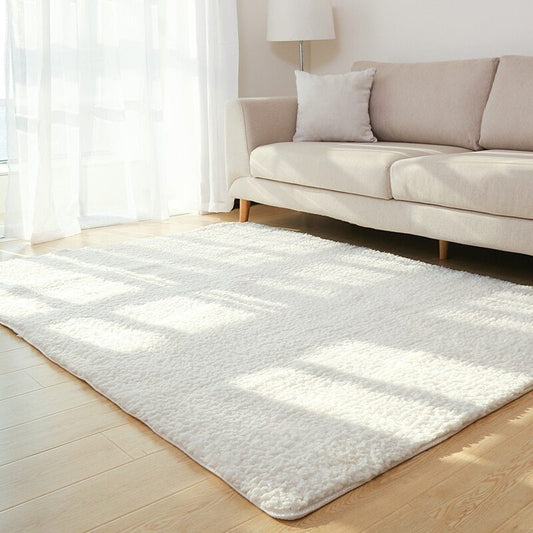 Solid White Plush Area Rug Soft Carpet