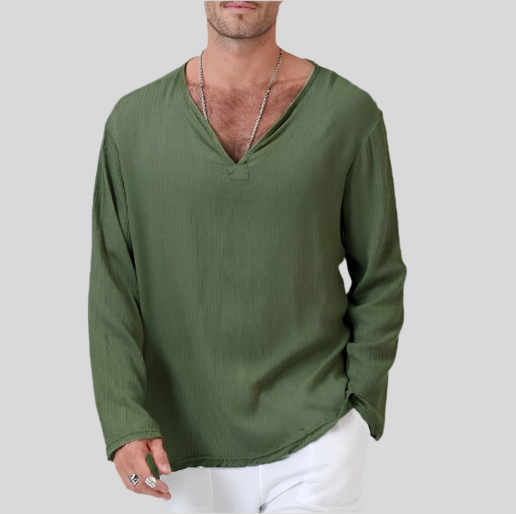 Ethnic Style Cotton and Linen Men’s T-shirt