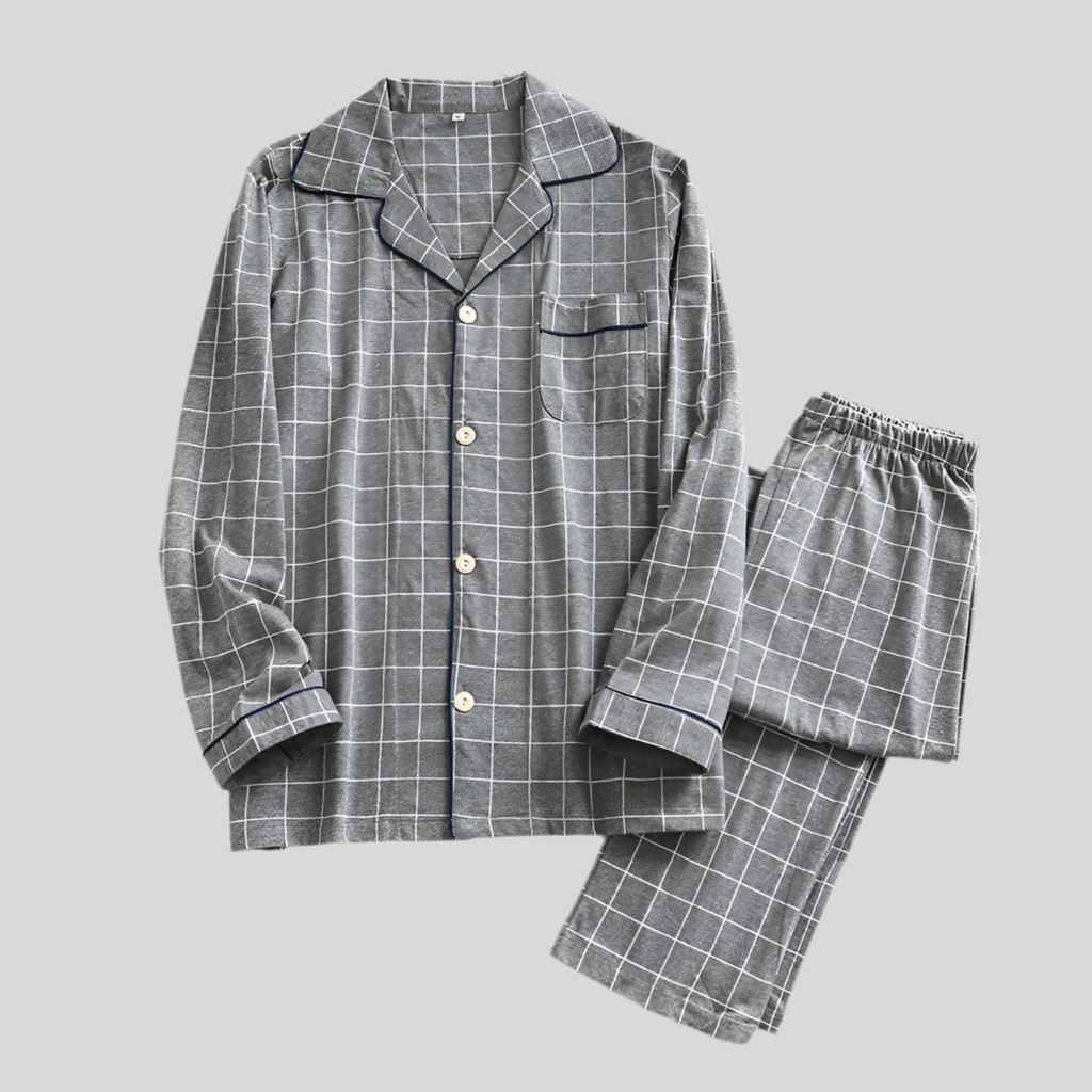 Autumn Plaid Loose Fit Long Sleeve Pajamas