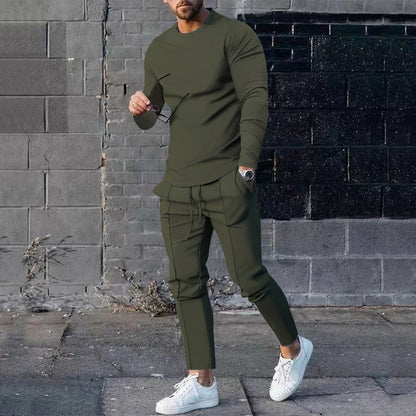 Men’s Plain Casual Two-Piece Set