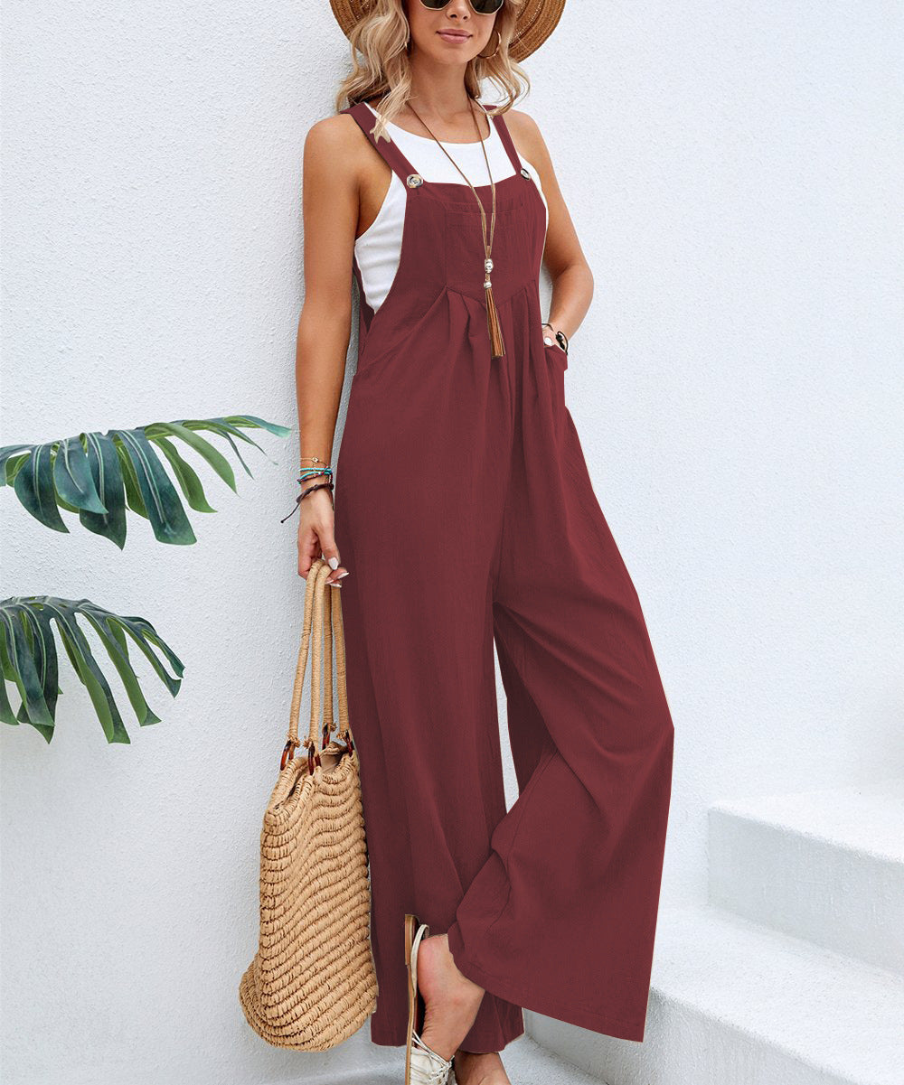 Women’s Casual Loose Overalls with Pockets – Long Bib Jumpsuits