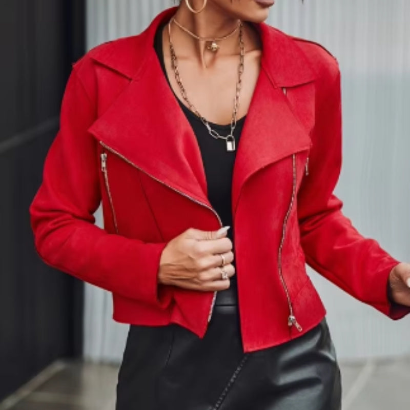 Suede Motorcycle Jacket for Women