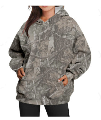 Maple Leaf Print Oversized Hoodie for Women