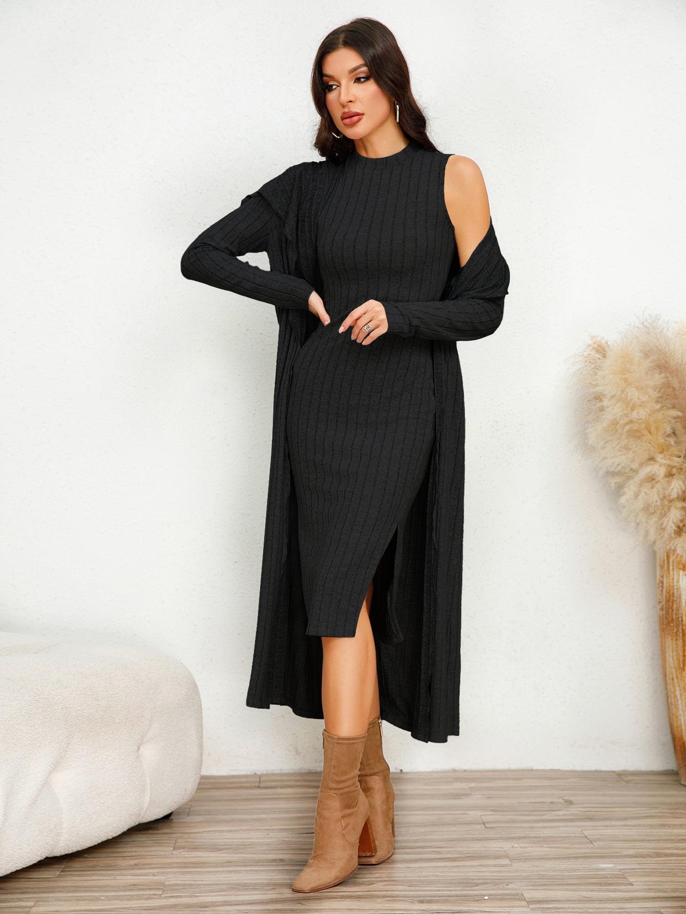 Elegant Long Sleeve Dress Suit