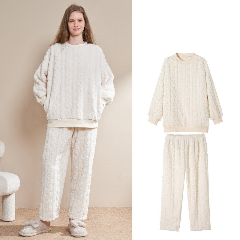 Thickened Fleece-lined Coral Fleece Pajamas for Women