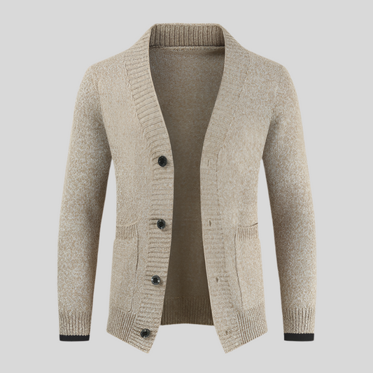 Men’s Button-Up Cardigan Sweater with Long Sleeves