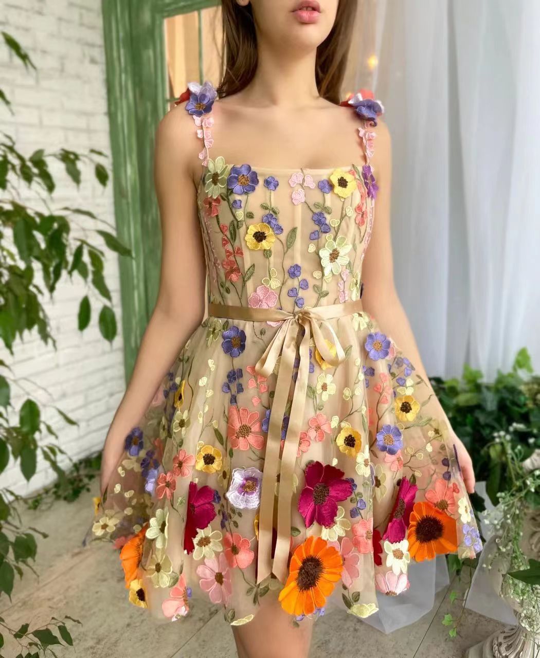 Floral Embroidered A-Line Summer Dress