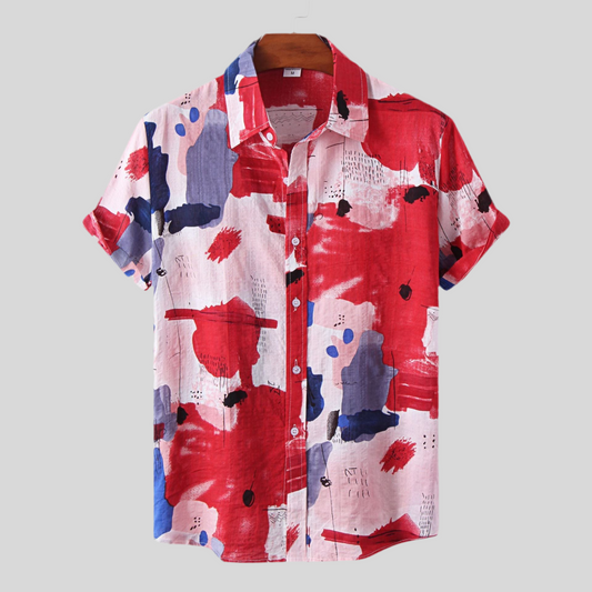 Casual Printed Cotton Linen Shirt