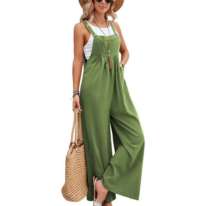 Women’s Casual Loose Overalls with Pockets – Long Bib Jumpsuits