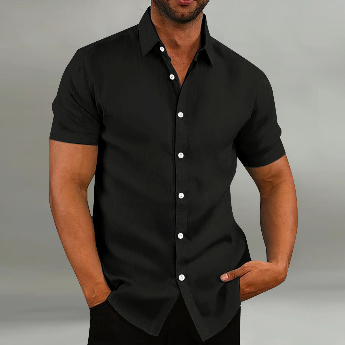 Men’s Vintage Loose Cotton Linen Short Sleeve Shirt