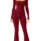 Women’s Long Sleeve Square Collar Shaping Jumpsuit