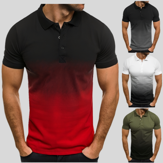 Slim-fit Gradient Print Lapel Polo Shirt Men’s