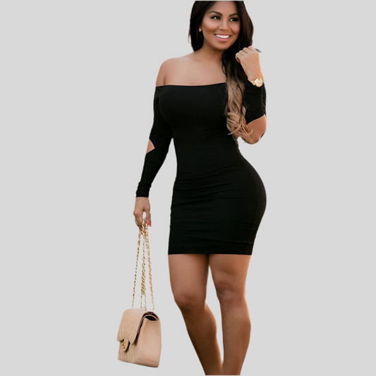 Off-Shoulder Ripped Sleeve Sheath Dress