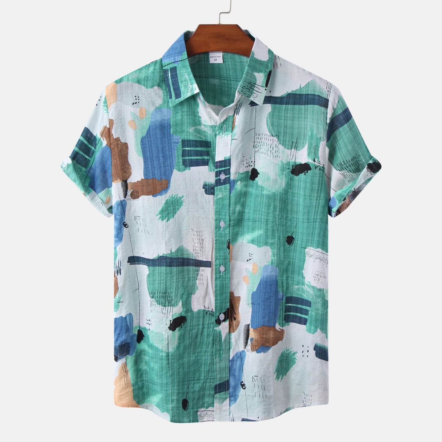 Casual Printed Cotton Linen Shirt