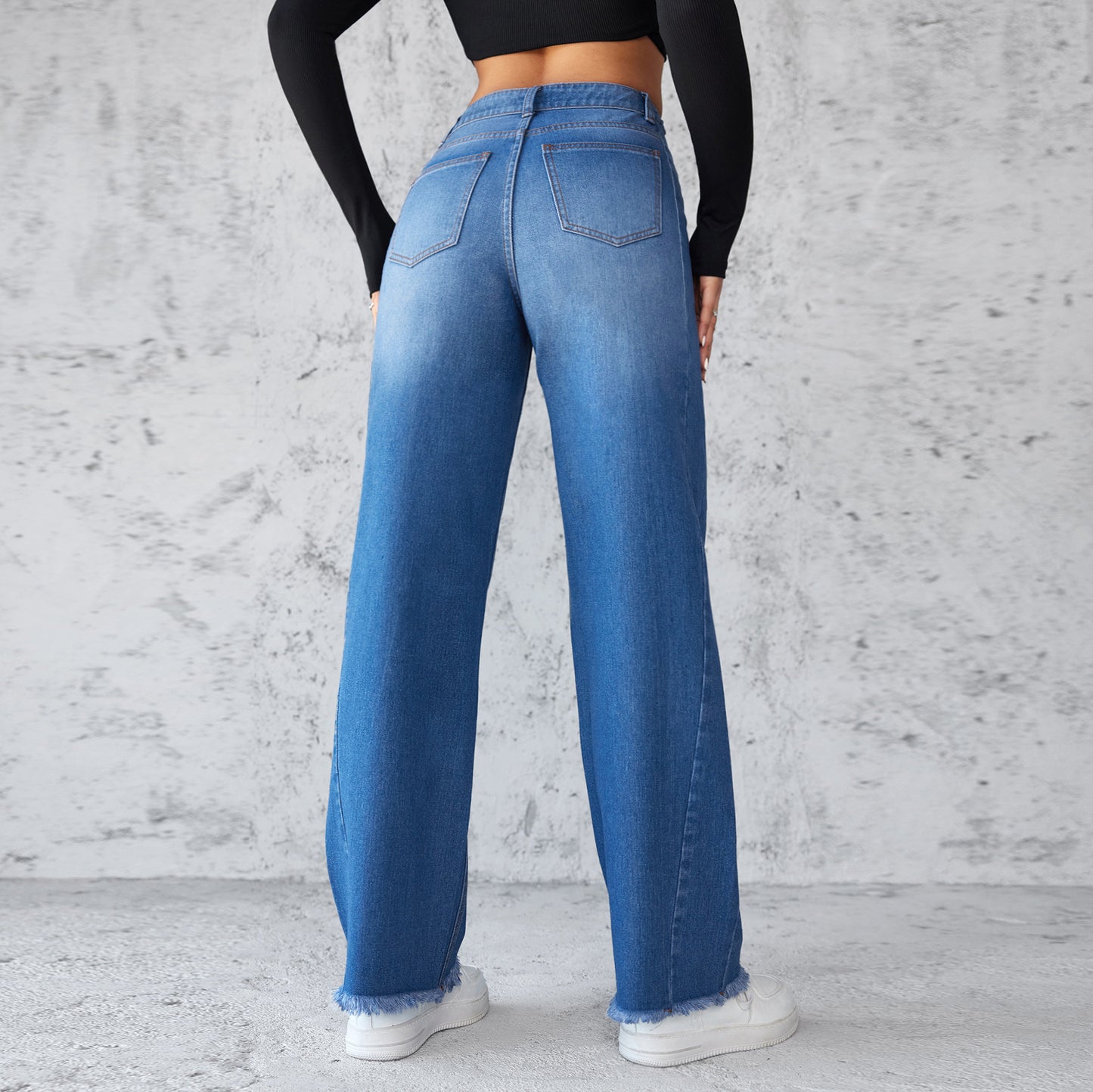 Fashion High-Waist Non-Elastic Wide-Leg Jeans for Women