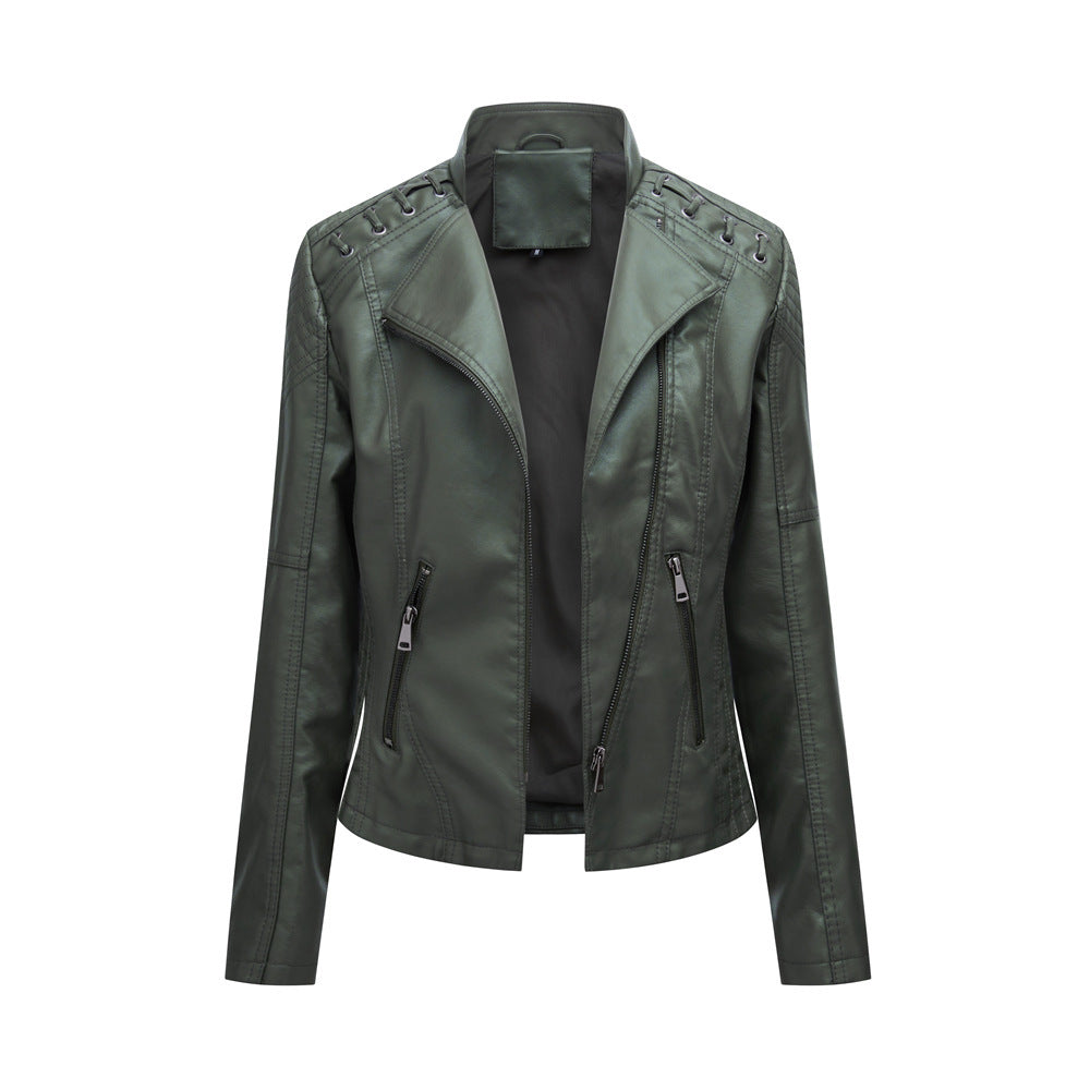 Women’s Slim Fit Leather Motorcycle Jacket