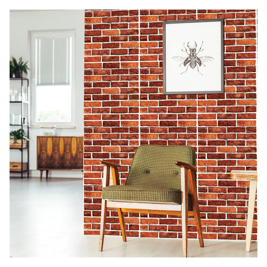 3D Retro Brick Effect Wall Stickers - Self-Adhesive Decorative Wall Covering