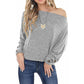 Women’s Off-shoulder Button Detail Long Sleeve Casual T-shirt