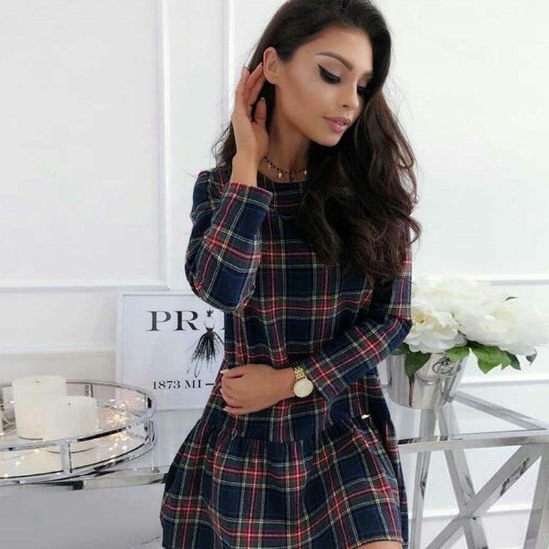 Women’s Plaid Knee-Length Casual Dress