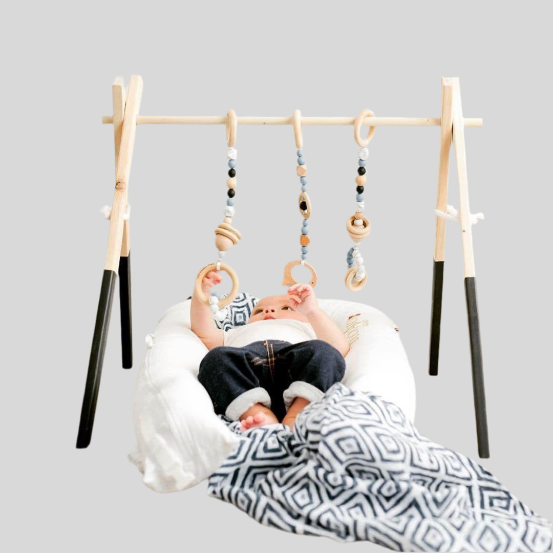 Wooden Infant Fitness Frame with Decorative Toys