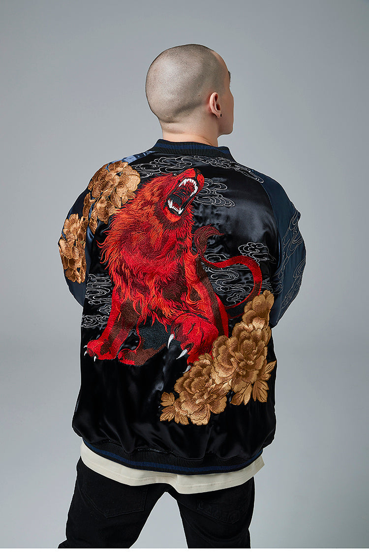 Men’s Embroidered Lion King Industrial Jacket