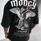 Men’s Loose Fit Money Angel Print Round Neck Short Sleeve T-Shirt