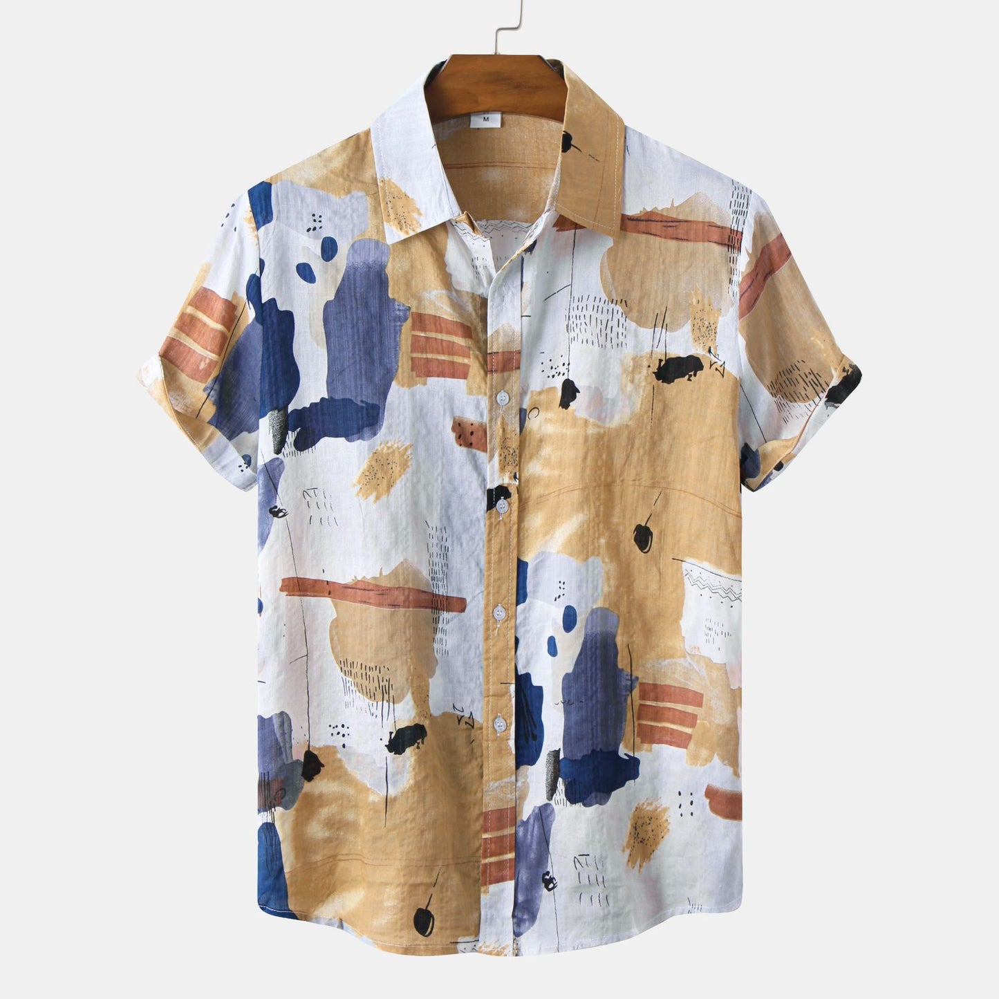 Casual Printed Cotton Linen Shirt