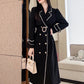 Women's Fashion Jacket Black Long Trench Coat