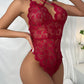 One-Piece Red Lace and Net Lingerie