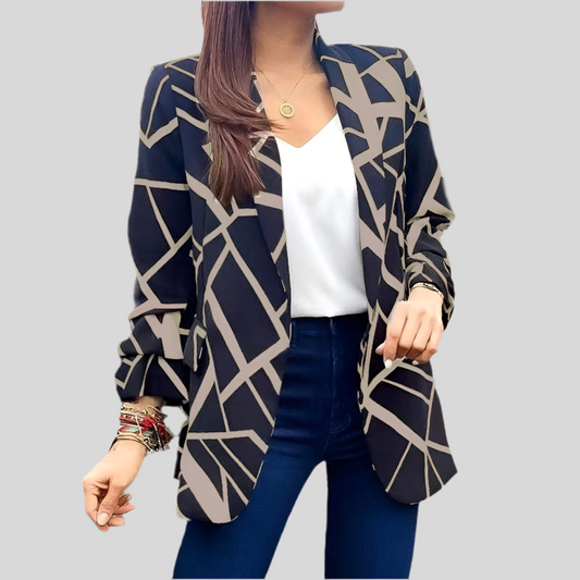 Women’s Print Suit Collar Buttonless Blazer