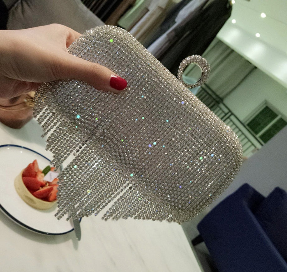 GleamFringe Shiny Diamond Handbag