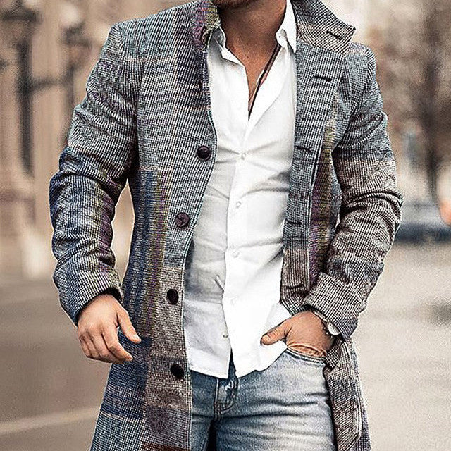 Men’s Woolen Stand Collar Casual Coat