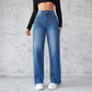 Fashion High-Waist Non-Elastic Wide-Leg Jeans for Women