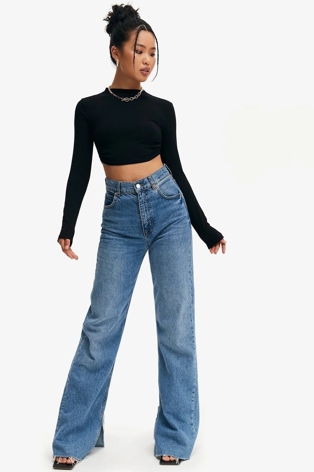 Curved Hem Backless Tie Crop Top