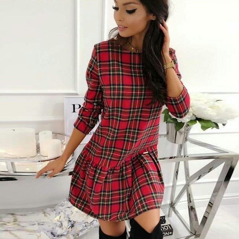 Women’s Plaid Knee-Length Casual Dress