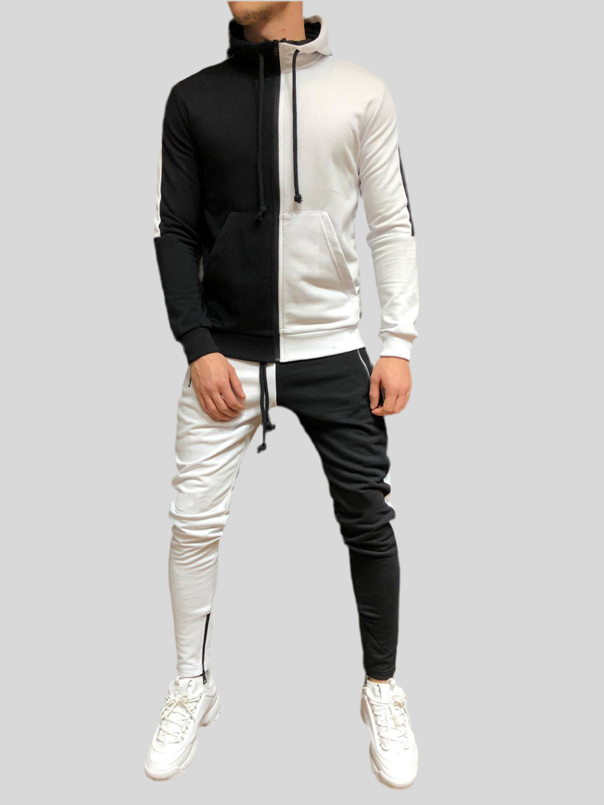 Contrast Hooded Jacket and Pants Set