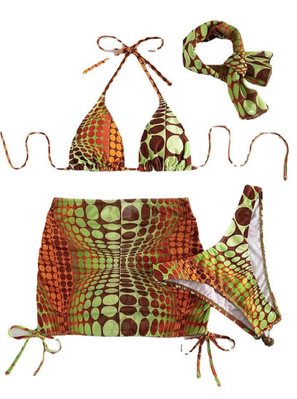 Printed Split Bikini Set