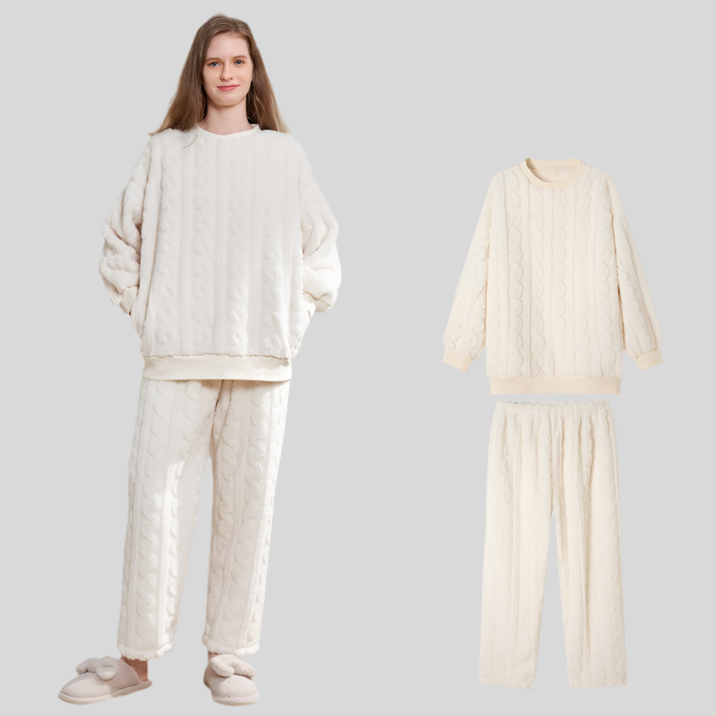 Thickened Fleece-lined Coral Fleece Pajamas for Women