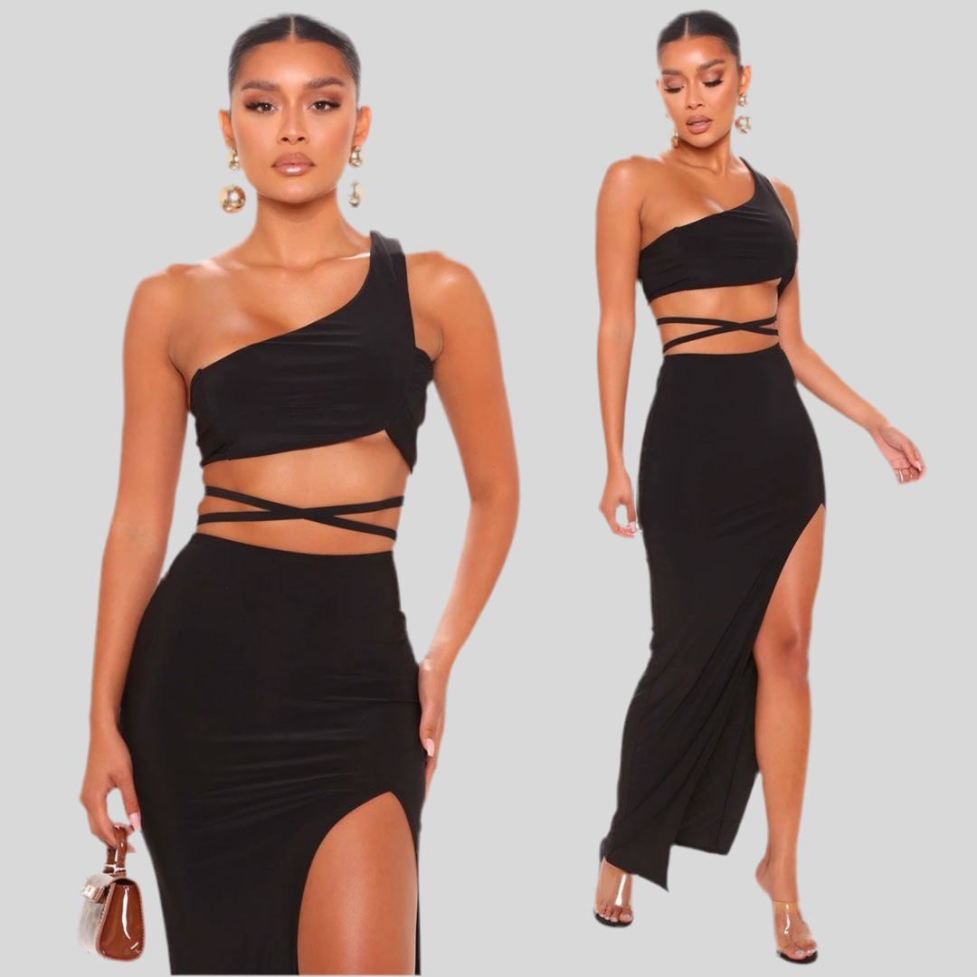 Strapless Fashion Slit Dress