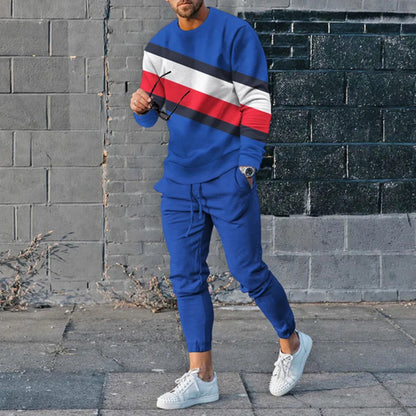 Men’s Striped Pullover Sports Suit