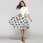 Polka Dot Round Mid-Length Skirt with Wide Hem