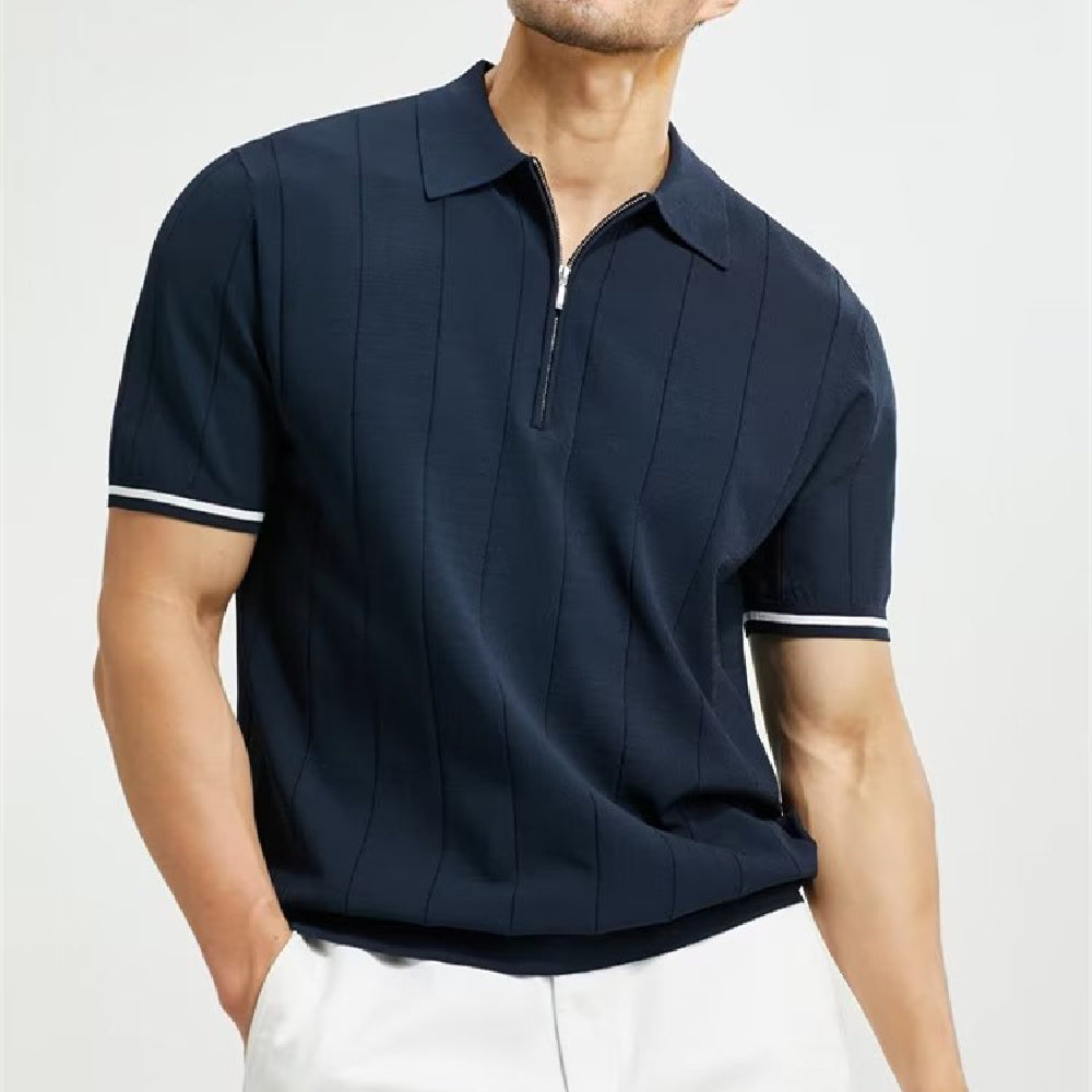 Men’s Summer Polo Shirt Zipper Lapel