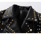 Fashion Print Rivet Leather Jacket for Women