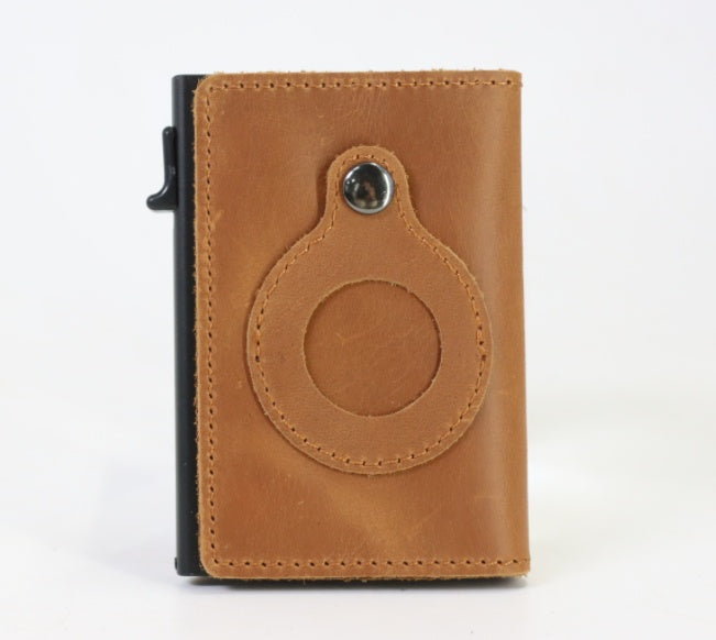 Men’s Leather AirTag RFID Anti-Theft Slim Wallet