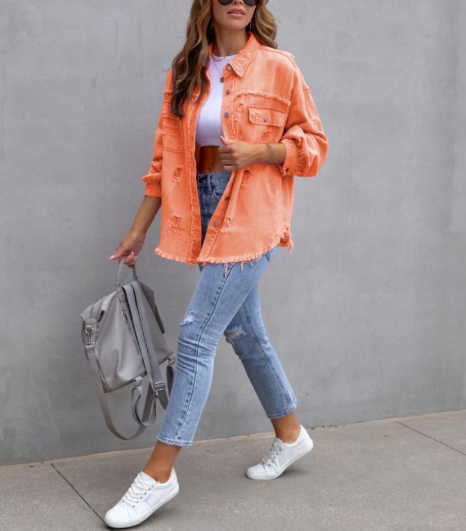 Women’s Oversized Distressed Denim Jacket