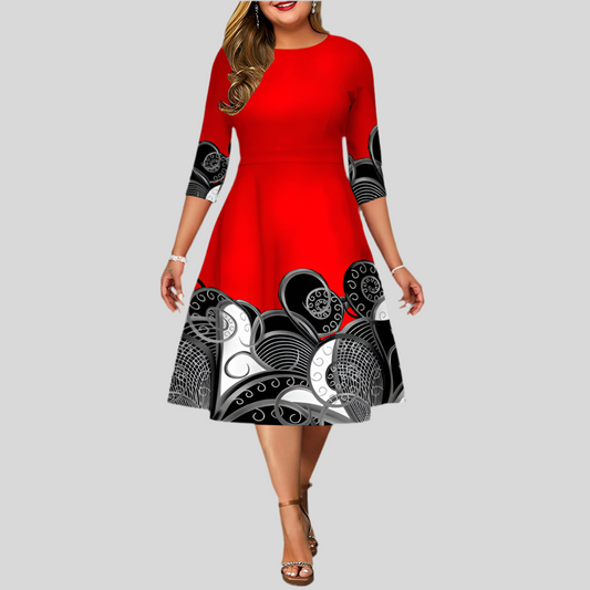 Hedging Print Elegance Midi Dress