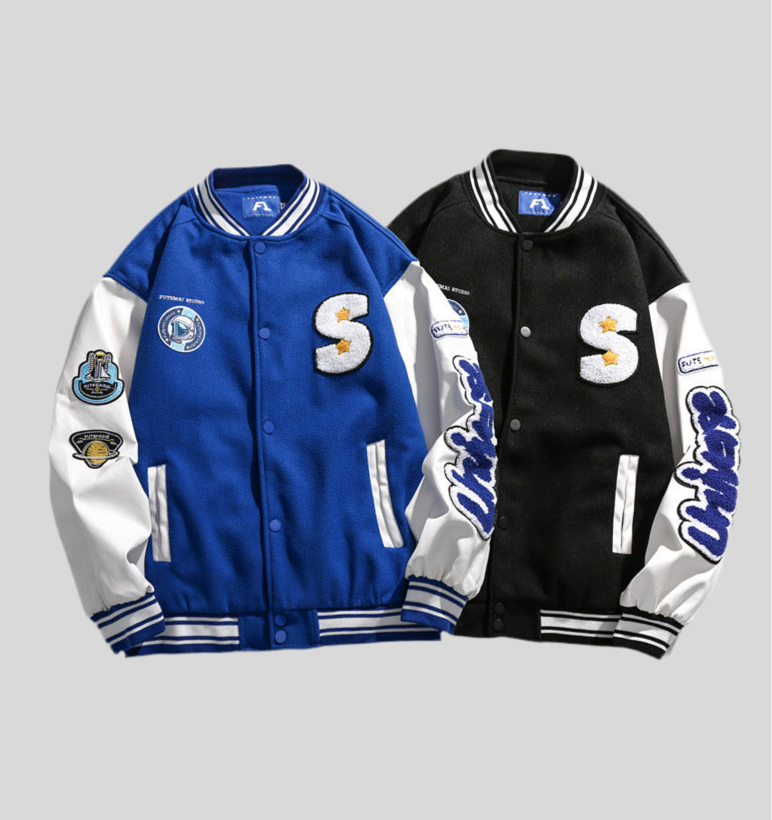 Color Contrast Baseball Jacket Coat