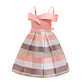 Fashion Sling Dress Children's Strapless Striped Birthday Dress