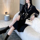 Women's Fashion Jacket Black Long Trench Coat