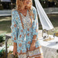 V-Neck Button-Down Boho Fringe Dress